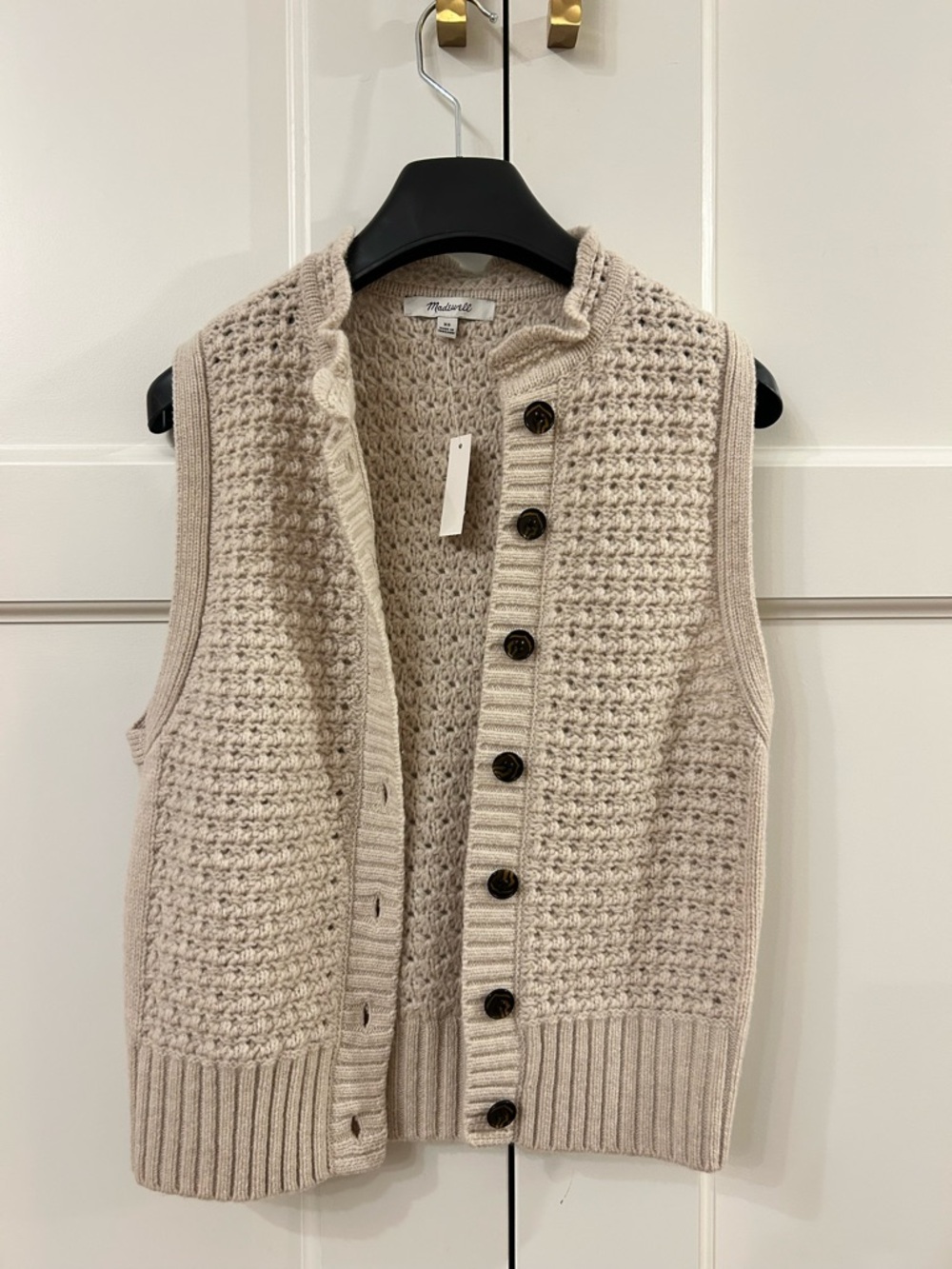 Madewell Cream Knit Sleeveless Button-Front Sweater Vest - Picture 4 of 4